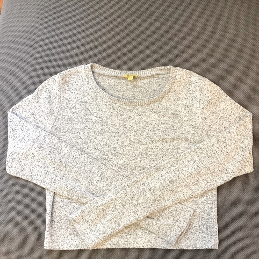 Grey Crop Long Sleeve Sweater